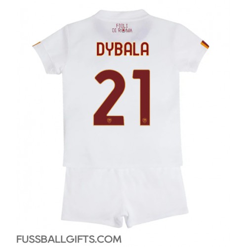 AS Roma Paulo Dybala #21 Fußballbekleidung Auswärtstrikot Kinder 2022-23 Kurzarm (+ kurze hosen)